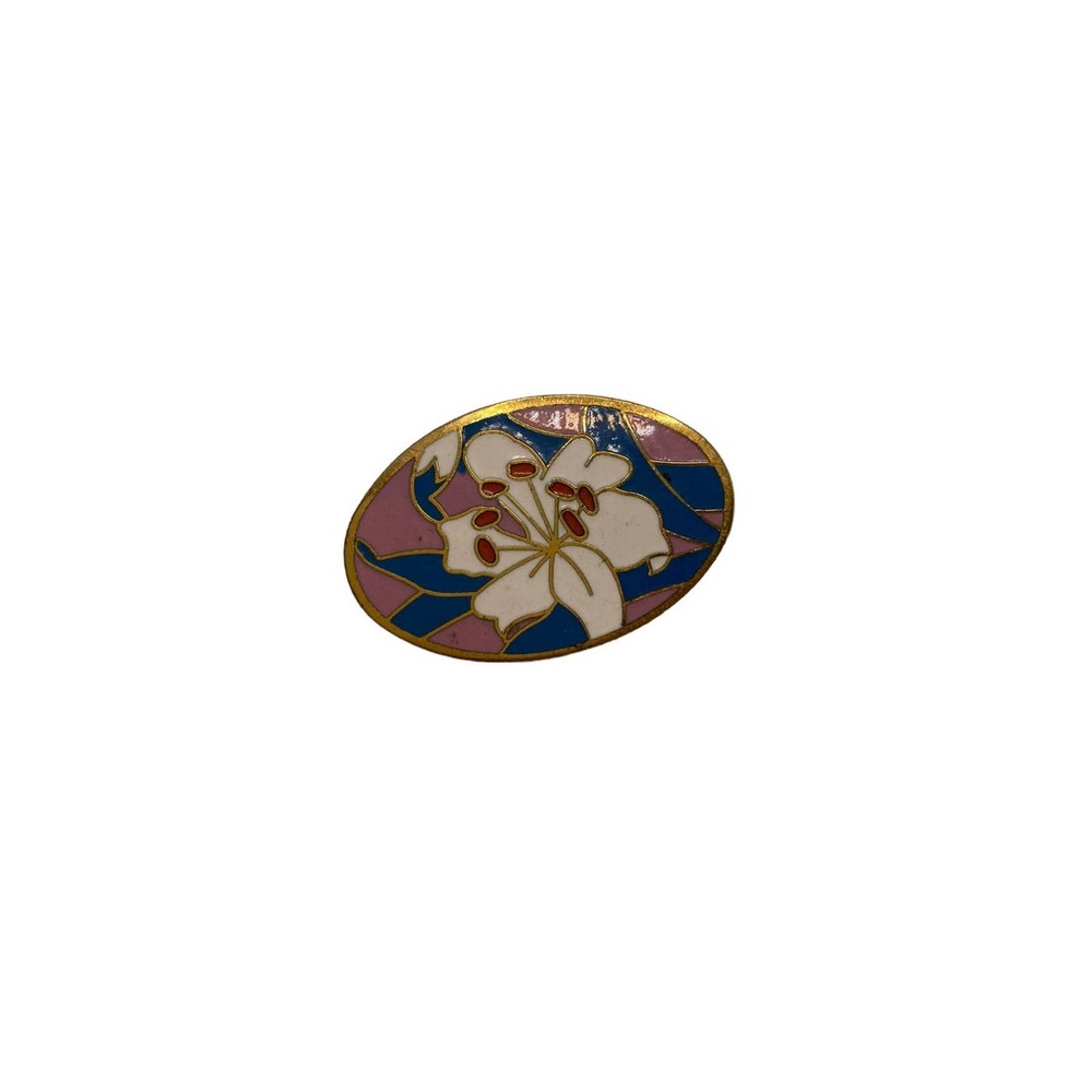 Vintage Gold Tone Signed A.G.C Flower Oriental Brooch